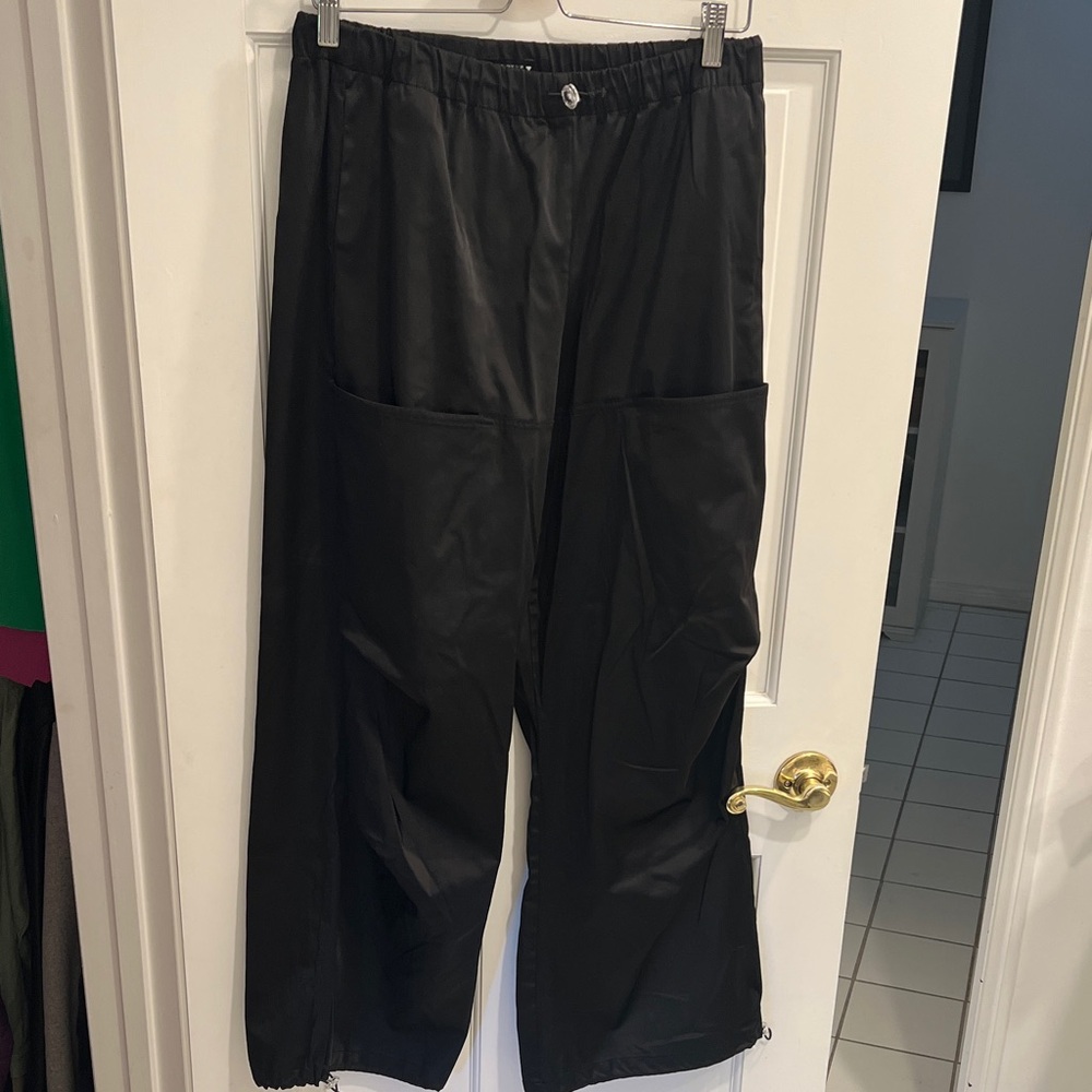 Zara Satin Black Puff Pants